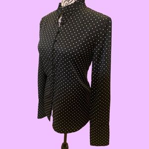 Icone Long sleeve blouse polka dot black crisp - NWOT